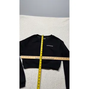Alphalete Women Black Cropped Sweatshirt Logo Raglan Fleece XS 4707 thumbnail 4