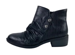 Baretraps Mackenzie Women's Faux Leather Ruched Slip On Block Heel Ankle Boots 8 thumbnail 1