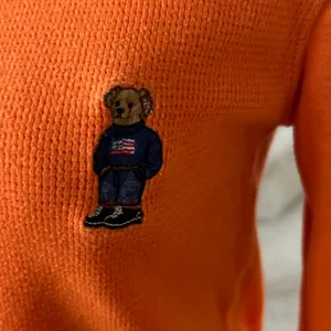 Polo Ralph Lauren American Flag Polo Bear Orange Crewneck Reworked Long Sleeve thumbnail 7