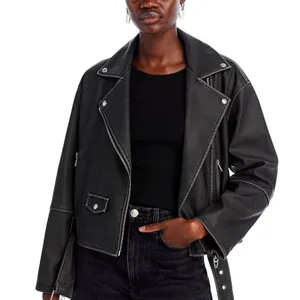 Black BLANKNYC Faux Leather Belted Moto Jacket Size XS thumbnail 1
