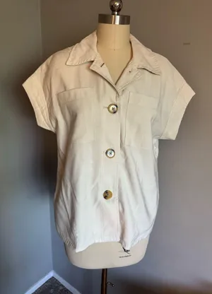 Who What Wear Beige Button Up Shirt thumbnail 5