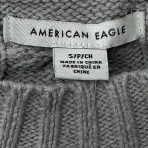 American Eagle Women's Size Small‎ Gray Cable Knit Sweater Crew Neck Fisherman thumbnail 7