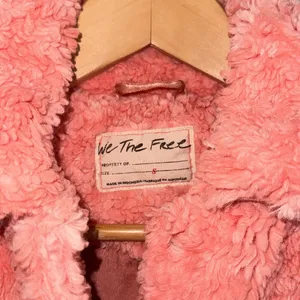 Free People jacket teddy Bear pink small we the free fuzzy cozy pockets snap thumbnail 3