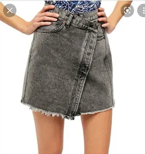 Free People Black Denim/Jean Mini Skirt‎ size 29 thumbnail 1