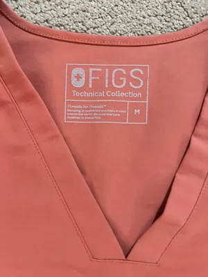 FIGS Coral Casma Orange Scrub Top thumbnail 3