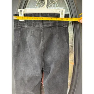 Free People We The Free High Rise Flare Jeans Washed Black Size 25 Double Button thumbnail 6