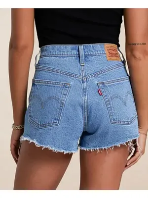 New Levi's 501 Original Fit High Rise Women's Shorts Size 33 Medium Wash thumbnail 3