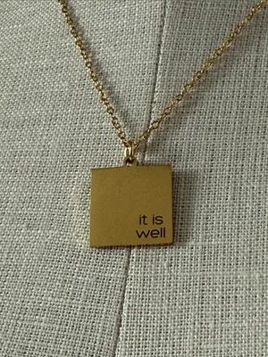 Plunder Gold Square Pendant Necklace with Engraved Sentiment thumbnail 5