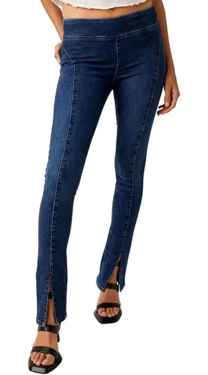 We The Free‎ Double Dutch Free People Dark Wash Split Hem Pull On Skinny Jeans thumbnail 1