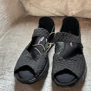 Skechers Womens Black Woven Memory Foam Lightweight‎ Mary Jane Sandals Open Toe thumbnail 2
