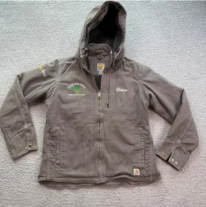 Carhartt Women Full Swing Hooded Work Jacket Fleece Lined Brown M Utility Canvas thumbnail 1