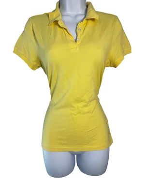 VINTAGE 2006 J.Crew Slim Fit Pique Polo Shirt Yellow Medium Y2K‎ Preppy Size M thumbnail 1