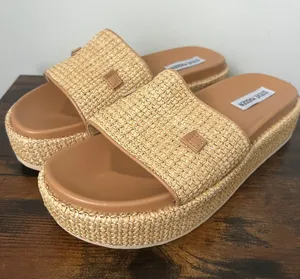 Steve Madden Kayley Raffia Platform Slides 9 thumbnail 1