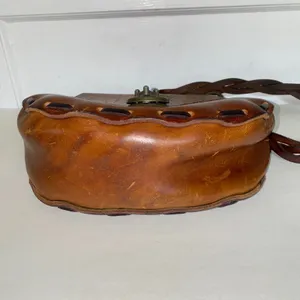 Genuine Etched Boho Saddle Braided Leather‎ Shoulder Handcrafted 3 Cross Handbag thumbnail 8