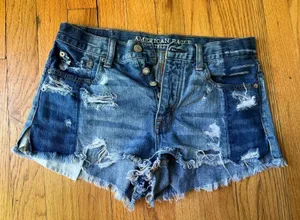 American Eagle Size 4 Hi Rise‎ Festival Shorts Denim Jean Cutoffs thumbnail 1