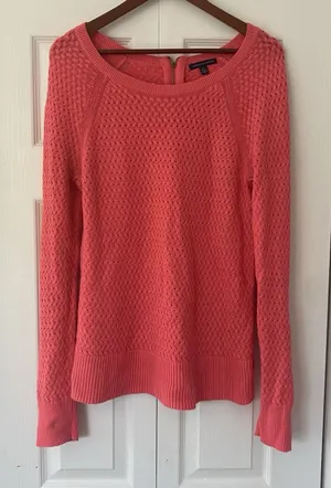 AMERICAN EAGLE Womens Sweater Large Open Knit Pink Long Sleeve Pullover Vibrant thumbnail 1