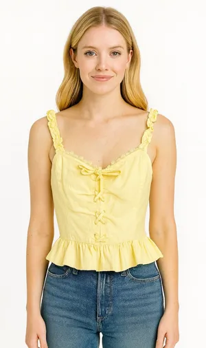 Urban outfitters yellow feminine tank top thumbnail 1