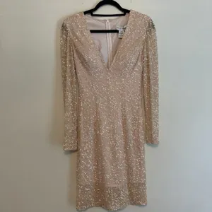 NWT Ashley Lauren Sz 2 Powder‎ Sequin Short Dress V Neck Formal Pageant Prom thumbnail 4