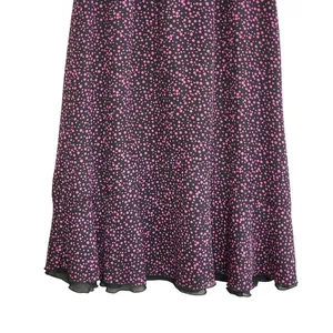 Vintage Pink Polka Dot Maxi Skirt Long A-Line High Waist Elastic Boho‎ Grunge thumbnail 3