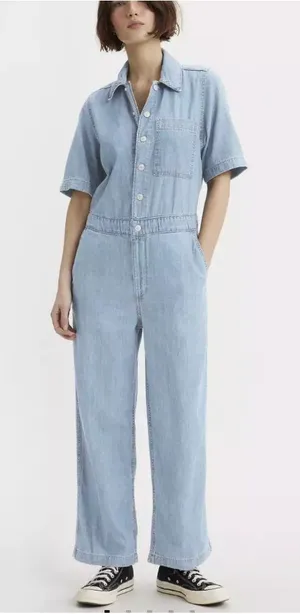 New Levi's L Short Sleeve Heritage Jumpsuit Large Regular Glad to Meet You Light thumbnail 1