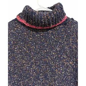 Free People Echo Navy Flecked Oversized Wool Blend Turtleneck Sweater Size‎ Med thumbnail 4