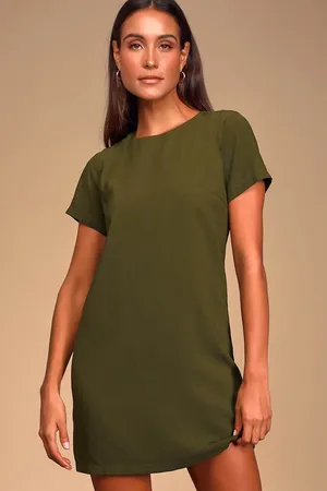 Lulus Shift and Shout Olive Green Shift Dress thumbnail 1