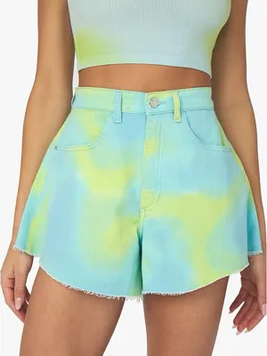 NWT Revolve | WeWoreWhat | Flare Bell Shorts Stretch Denim in Tie Dye Size 26 thumbnail 1