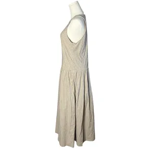 Abercrombie & Fitch Light Brown Check High Neck Drop Waist Sleeveless Midi Dress thumbnail 6