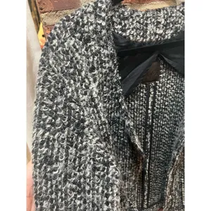 Joie Bouclé Wool Blend Long Cardigan Coat Gray White Size Small thumbnail 5