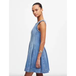 Madewell Circle Mini Dress Airy Denim Ashbury Wash Blue Fit Flare XXS NWT thumbnail 3
