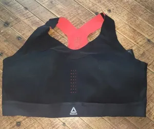 Reebok L/XL black &orange athletic racerback wireless bra thumbnail 1