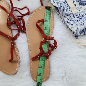 Pilcro Leather‎ Red Metal Strap Gladiator Sandals Size 7 thumbnail 4
