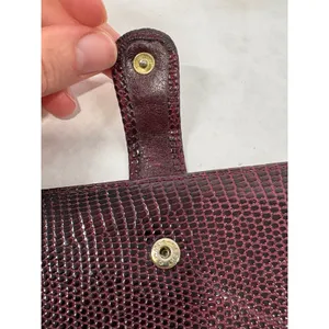 Lederer Italy Vintage Burgundy Lizard Embossed Leather Photo Card Holder‎ Wallet thumbnail 5