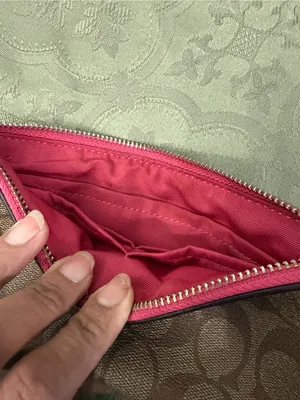 Coach Brown Signature Wristlet with Pink Trim thumbnail 8