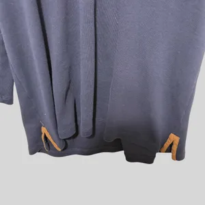 Lauren Ralph Lauren Tunic Top L Navy Blue‎ Suede Trim Equestrian Preppy Capsule thumbnail 4