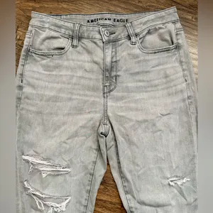 American Eagle Outfitters Women's Light Gray Ripped Skinny Jeans Sz‎ 6 thumbnail 4