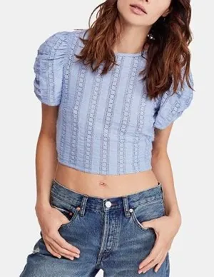 Free People Star Struck Open Back Top in Blue Extra Large thumbnail 1
