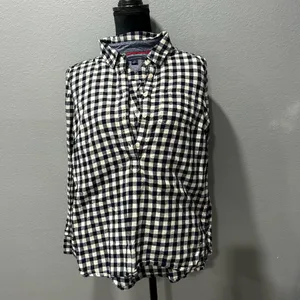 Tommy Hilfiger Navy and White Gingham Button-Down Cotton Shirt S NWOT thumbnail 3