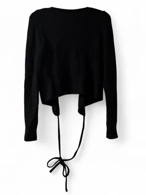 Bershka Black Wrap Tie Front Long Sleeve Cardigan thumbnail 2