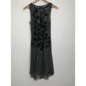 BIYA Darya Mesh Grey Embroidered Dress Womens XS Johnny Was thumbnail 3