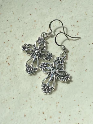 Handmade vintage antique goth cross earrings✝️ thumbnail 5