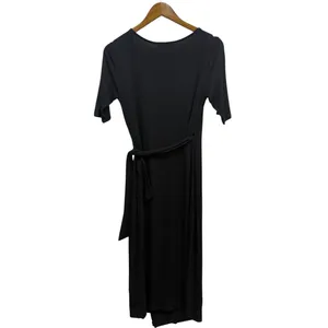 Lulus Forget Me Knot Black Midi Wrap Dress size Medium NWT thumbnail 2