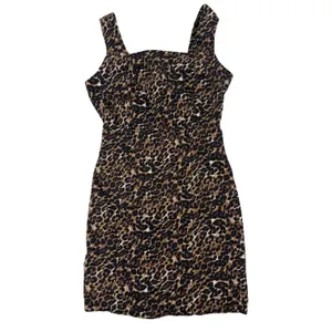 Leopard Print Mini Dress Womens XS Brown Black Square Neck Bodycon Stretch Y2K thumbnail 10
