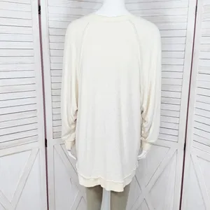 Free People Take It Off‎ Sweatshirt Inside Out Raglan Slouchy Ivory XS thumbnail 5