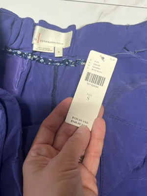 NWT Anthropologie Cupro Wrap Trouser Pant blue purple modal blend size small thumbnail 5