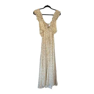 Lulus Happiest Moments Ivory Floral Lace-Up Maxi Dress Size Small New‎ thumbnail 2