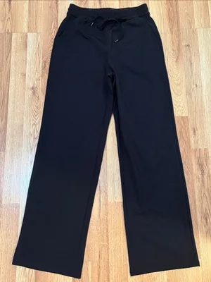 Cinch-Waist Wide Leg Black Sweatpants with pockets! thumbnail 3