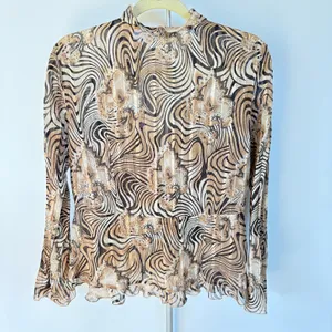 Notations Y2K Hippie Neutral Sheer Blouse Whimsygoth Party Fall Psychedelic Ruffle Medium thumbnail 3