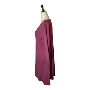 Cut Loose Dress Women Large Pink Mauve Lace Like Pattern Long‎ Sleeve Mini Boho thumbnail 6