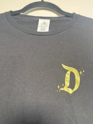 Disney Women's Unisex Black T-Shirt with Gold Castle Graphic Medium thumbnail 3